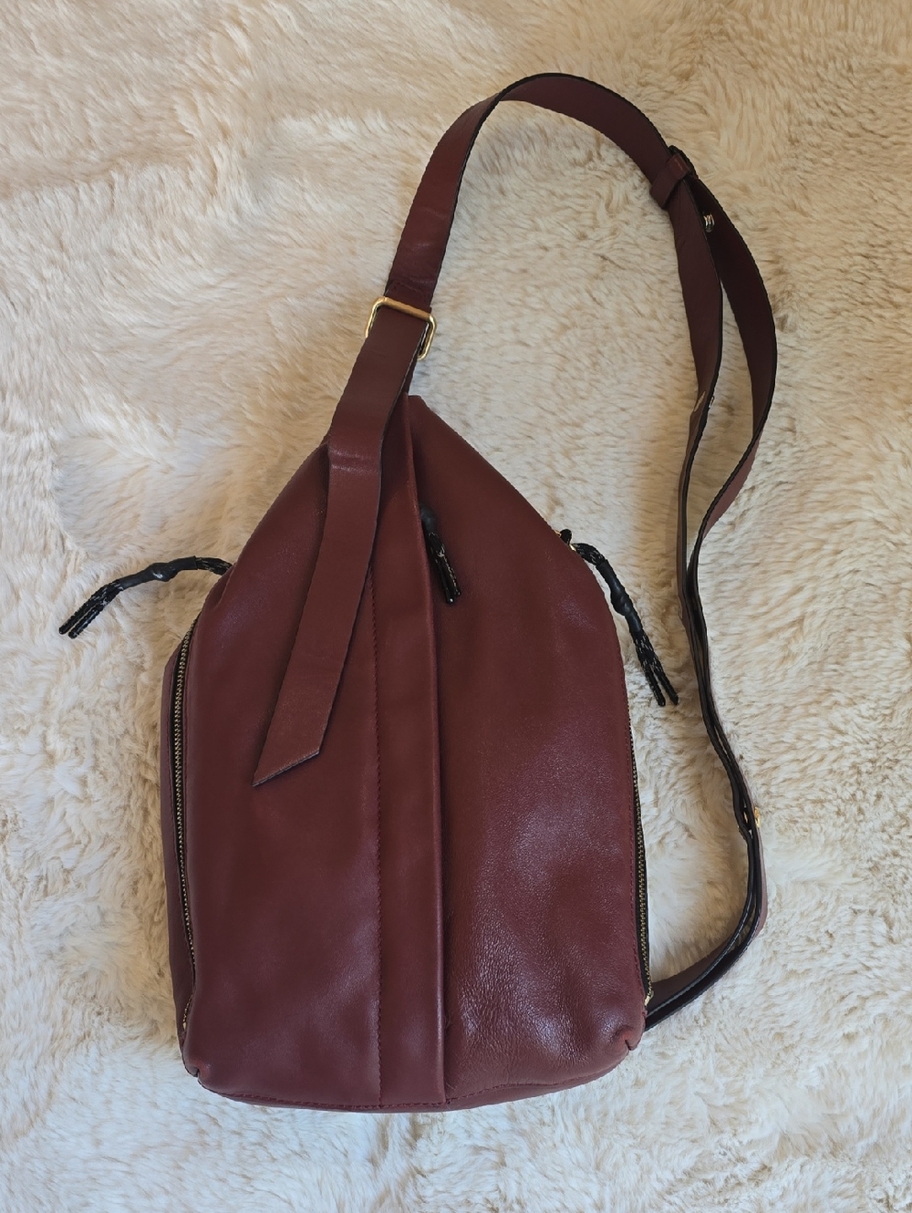 rag & bone Hayden  Leather Crossbody Sling Bag in Burgundy